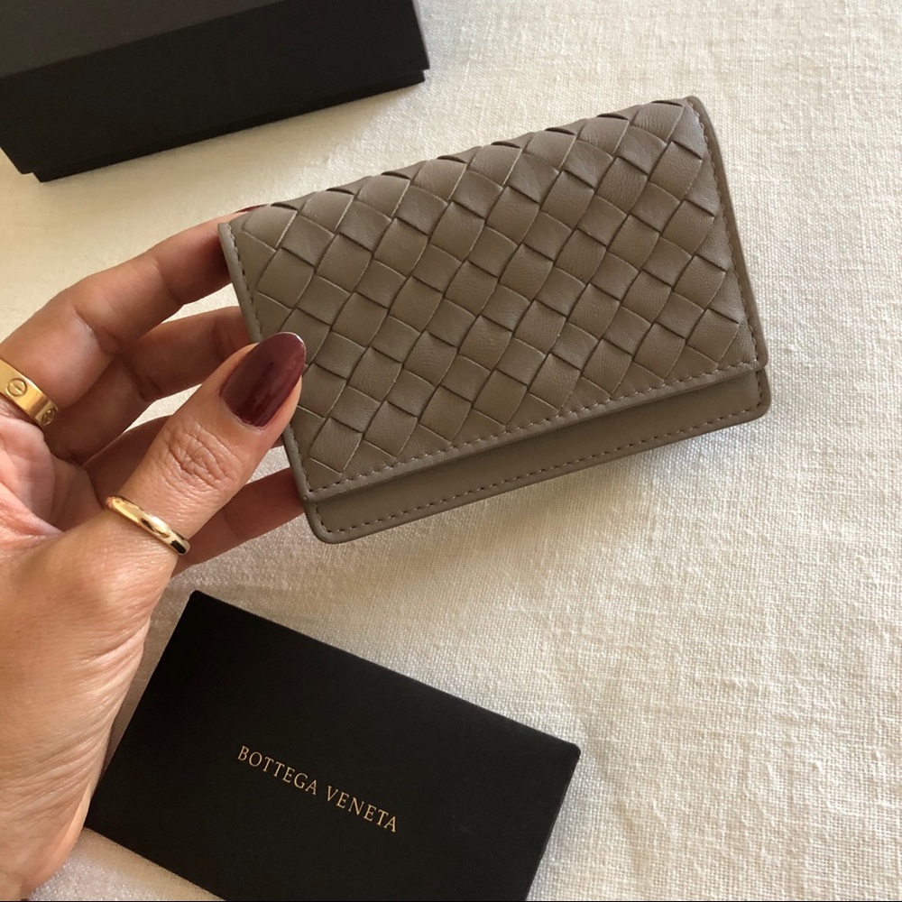 Bottega Veneta Card case holder taupe / grey